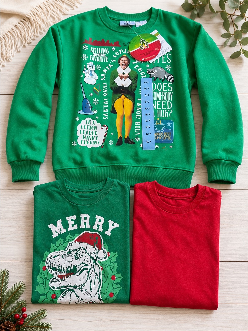 ELF Green & Red Holiday Graphic Crewneck Sweatshirt